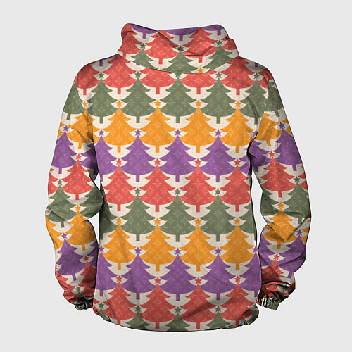 Мужская ветровка Новогодние разноцветные ёлочки / 3D-Черный – фото 2