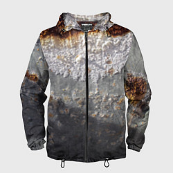 Ветровка с капюшоном мужская Коррозия металла гранж текстура, цвет: 3D-черный