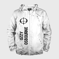 Ветровка с капюшоном мужская Ozzy Osbourne glitch на светлом фоне по-вертикали, цвет: 3D-белый