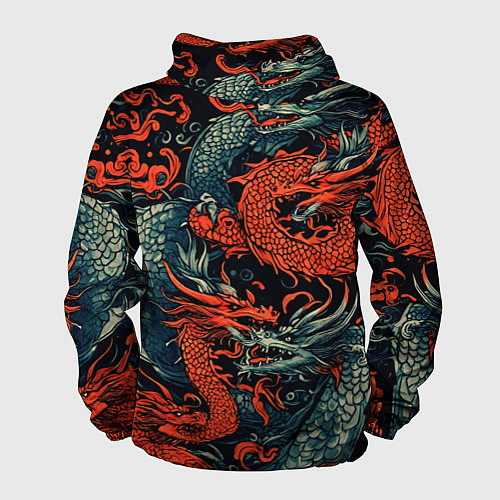 Мужская ветровка Красный и серый дракон / 3D-Черный – фото 2