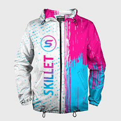 Ветровка с капюшоном мужская Skillet neon gradient style по-вертикали, цвет: 3D-черный