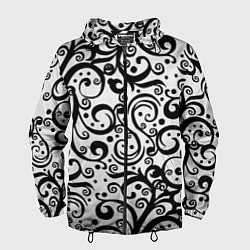 Ветровка с капюшоном мужская Чёрный кружевной узор, цвет: 3D-черный