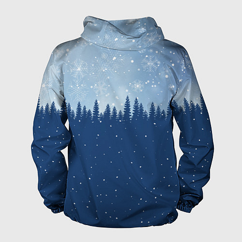 Мужская ветровка Дракон в зимнем лесу / 3D-Черный – фото 2