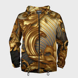 Ветровка с капюшоном мужская Золотая текстура и абстракции, цвет: 3D-черный