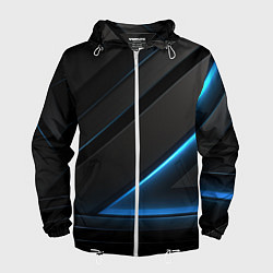 Ветровка с капюшоном мужская Blue black neon, цвет: 3D-белый