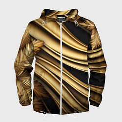 Ветровка с капюшоном мужская Золотая объемная абстракция, цвет: 3D-белый