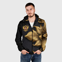 Ветровка с капюшоном мужская Золотой герб России, цвет: 3D-черный — фото 2