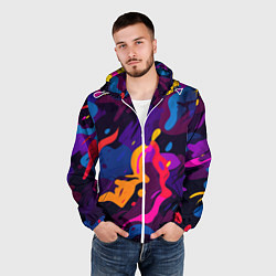 Ветровка с капюшоном мужская Камуфляж из разноцветных красок, цвет: 3D-белый — фото 2