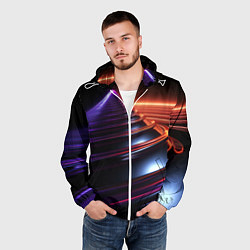 Ветровка с капюшоном мужская Фиолетовая воронка, цвет: 3D-белый — фото 2
