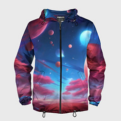 Ветровка с капюшоном мужская Красный лес, цвет: 3D-черный