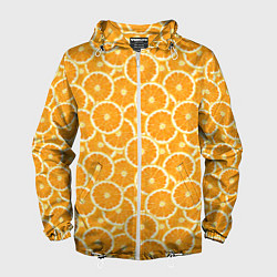 Ветровка с капюшоном мужская Ломтики апельсина, цвет: 3D-белый