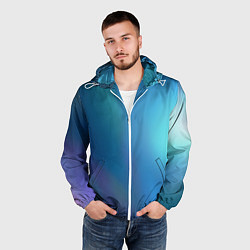 Ветровка с капюшоном мужская Легкая голография, цвет: 3D-белый — фото 2