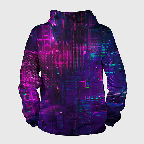 Мужская ветровка Неоновые огни квадратов / 3D-Черный – фото 2