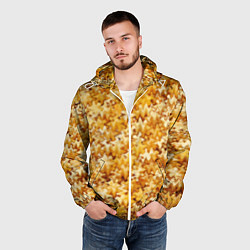 Ветровка с капюшоном мужская Кукурузный абстрактный эффект, цвет: 3D-белый — фото 2