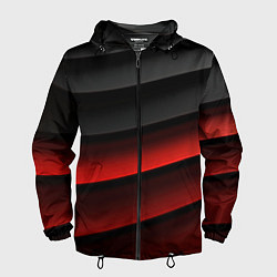 Ветровка с капюшоном мужская Черно-красный объемный градиент, цвет: 3D-черный