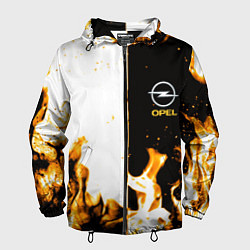 Ветровка с капюшоном мужская Opel огонь текстура, цвет: 3D-черный