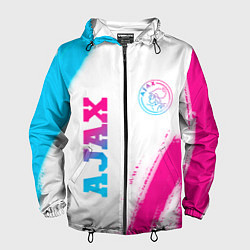 Ветровка с капюшоном мужская Ajax neon gradient style вертикально, цвет: 3D-черный