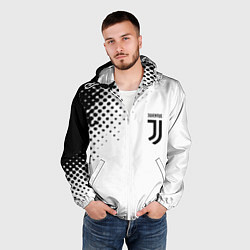 Ветровка с капюшоном мужская Juventus sport black geometry, цвет: 3D-белый — фото 2