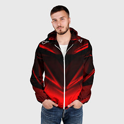Ветровка с капюшоном мужская Geometry stripes line, цвет: 3D-белый — фото 2