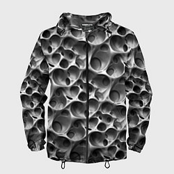 Ветровка с капюшоном мужская Металл - текстура, цвет: 3D-черный