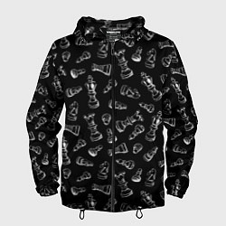 Мужская ветровка Много шахматных фигур на черном паттерне
