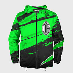 Ветровка с капюшоном мужская AC Milan sport green, цвет: 3D-черный