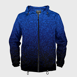 Ветровка с капюшоном мужская Градиент мелкая мозаика сине-чёрный, цвет: 3D-черный