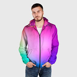 Ветровка с капюшоном мужская Colorful gradient, цвет: 3D-черный — фото 2