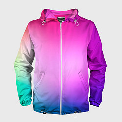 Ветровка с капюшоном мужская Colorful gradient, цвет: 3D-белый