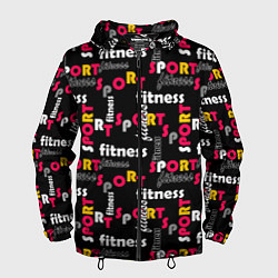 Ветровка с капюшоном мужская Спортивный узор желтый красный черный, цвет: 3D-черный