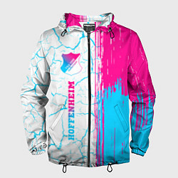 Ветровка с капюшоном мужская Hoffenheim neon gradient style по-вертикали, цвет: 3D-черный