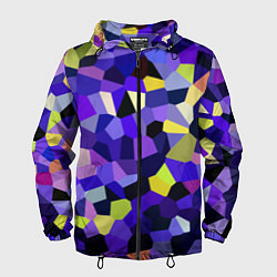 Ветровка с капюшоном мужская Мозаика фиолетовая, цвет: 3D-черный
