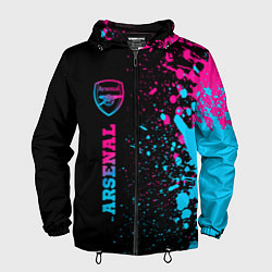 Ветровка с капюшоном мужская Arsenal - neon gradient по-вертикали, цвет: 3D-черный