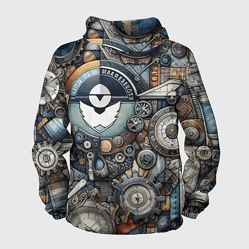 Мужская ветровка Механистический паттерн - авангард нейросеть / 3D-Черный – фото 2