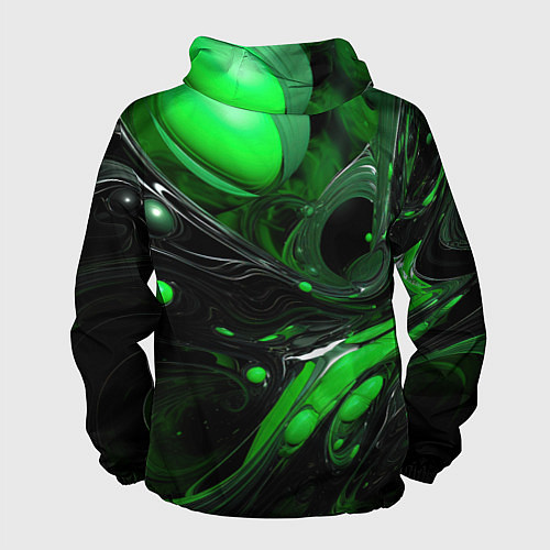 Мужская ветровка Green dark abstract geometry style / 3D-Черный – фото 2