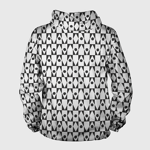 Мужская ветровка Чёрно-белые ромбы и круги на белом фоне / 3D-Черный – фото 2
