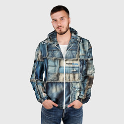 Ветровка с капюшоном мужская Patchwork denim - vogue, цвет: 3D-белый — фото 2