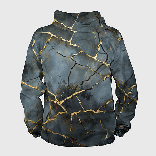 Мужская ветровка Золотые линии на серо-голубом фоне / 3D-Черный – фото 2