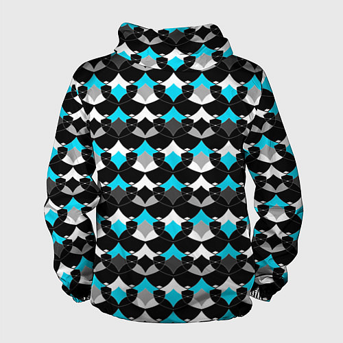Мужская ветровка Синий с черным и белым геометрический узор / 3D-Черный – фото 2