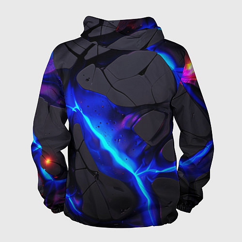 Мужская ветровка Темный синий неон из разлома плит / 3D-Черный – фото 2