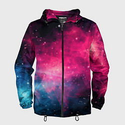 Ветровка с капюшоном мужская Абстрактный космос фантастика, цвет: 3D-черный