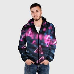 Ветровка с капюшоном мужская Абстрактный космос фантастика, цвет: 3D-черный — фото 2