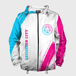 Ветровка с капюшоном мужская Leicester City neon gradient style вертикально, цвет: 3D-черный