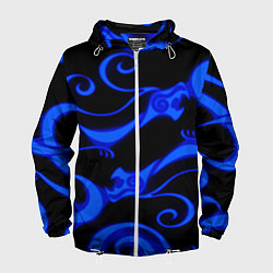 Ветровка с капюшоном мужская Призрачное тату дракона, цвет: 3D-белый