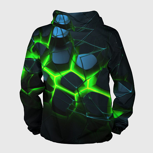 Мужская ветровка Зеленый неон и разлом плит / 3D-Черный – фото 2