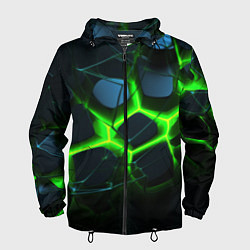 Мужская ветровка Зеленый неон и разлом плит