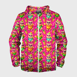 Мужская ветровка Щенята и летний вайб паттерн