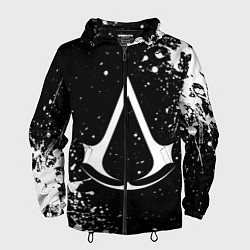 Ветровка с капюшоном мужская White logo of assasin, цвет: 3D-черный