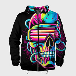 Мужская ветровка Cyber skull - ai art neon