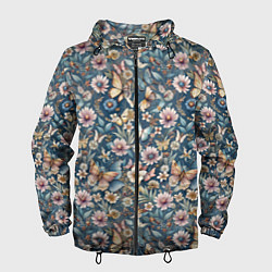 Мужская ветровка Летний узор с цветами и бабочками